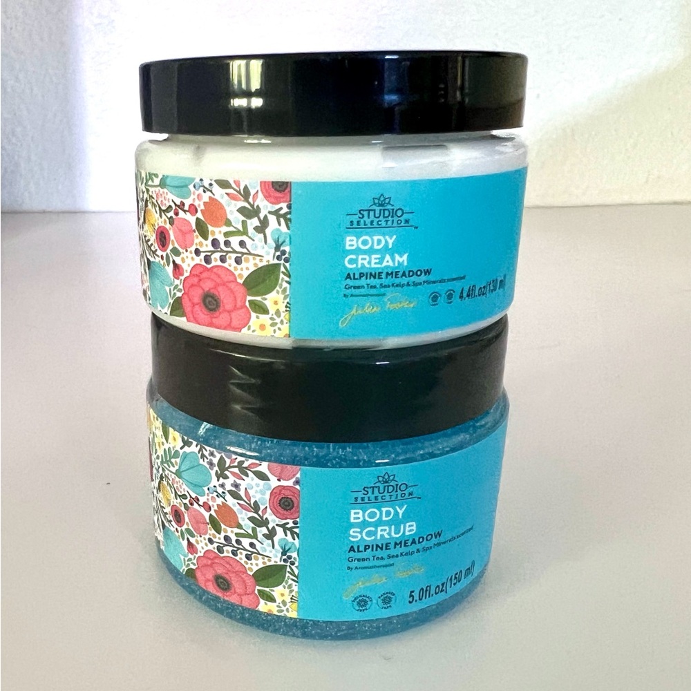 Body Scrub & Cream Set by Studio Selection NEW ..Alpine Meadow Scent
